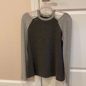 Red Haute Grey Cold-Shoulder Sweater